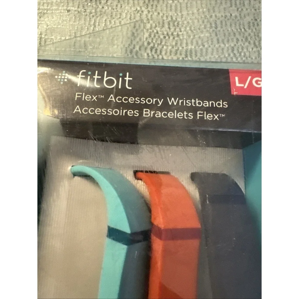 Fitbit Flex 3-Piece Wristbands NIB Navy Teal Red Size L
